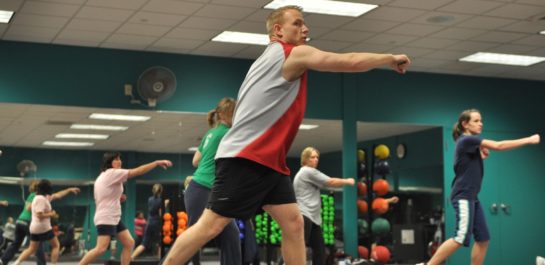 Group exercise instructor leading an activity