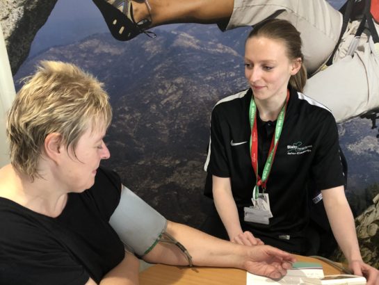 Instructor having a consultation with a client
