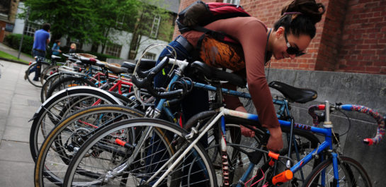 Bikes in a bike rack