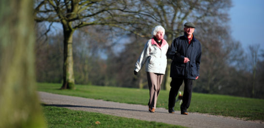 Senior couple walking