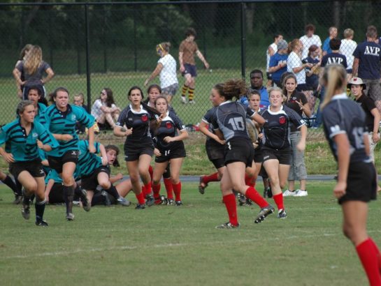 Group of women playing rugby