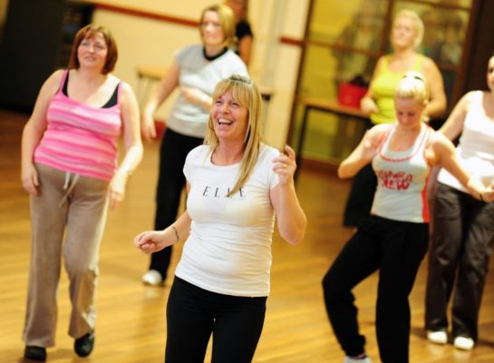 Group of women dancing in an exercise class