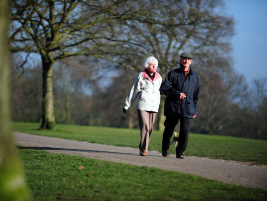 Senior couple walking