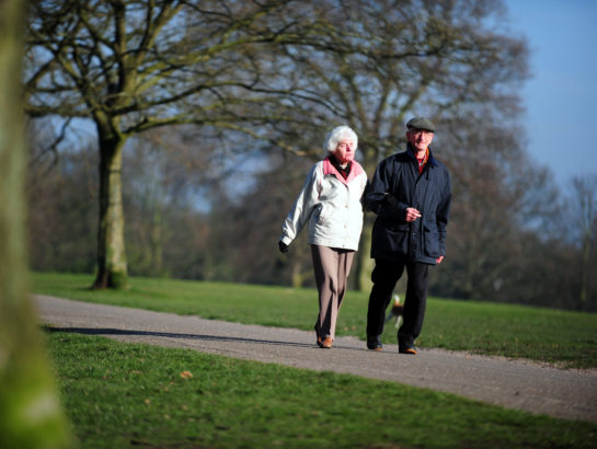 Senior couple walking