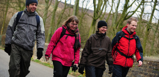 4 Elderly walkers outdoors