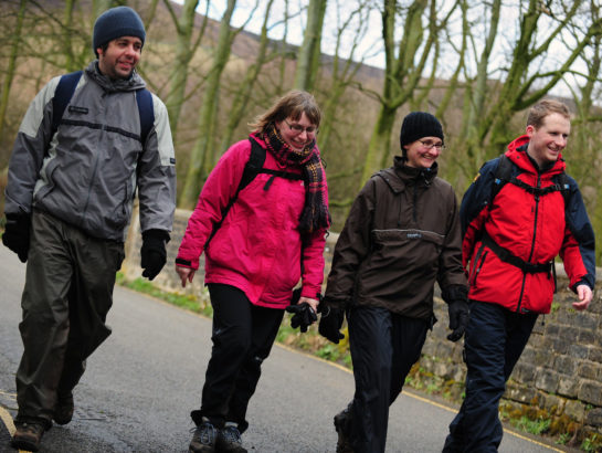 4 Elderly walkers outdoors