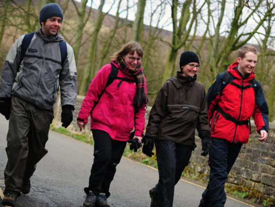 4 Elderly walkers outdoors