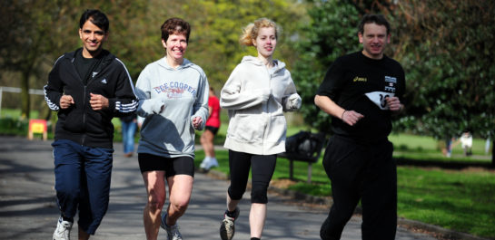 Group of adults running