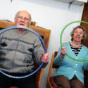 Vernon and Glennis holding hula hoops