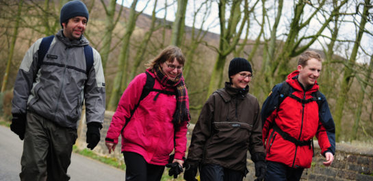 4 Elderly walkers outdoors