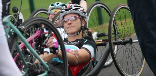 Woman on a paracycle