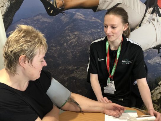 Instructor having a consultation with a client