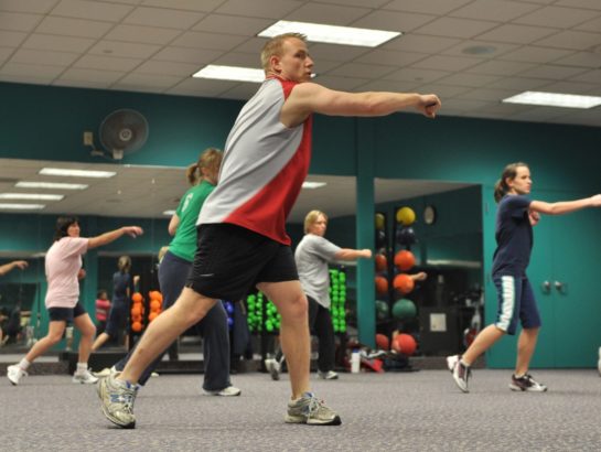 Group exercise instructor leading an activity