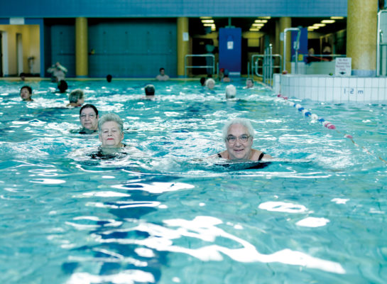 Group of Swimmers in a pool