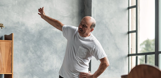 Man exercising at home