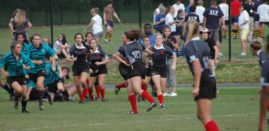 Group of women playing rugby