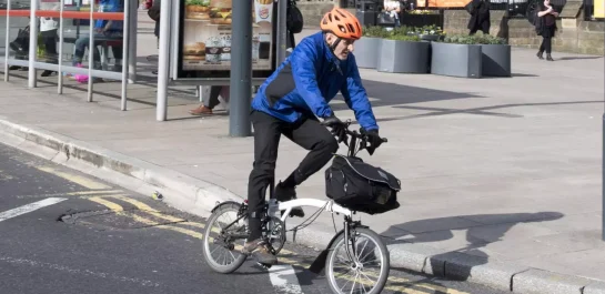 A man cycling to work